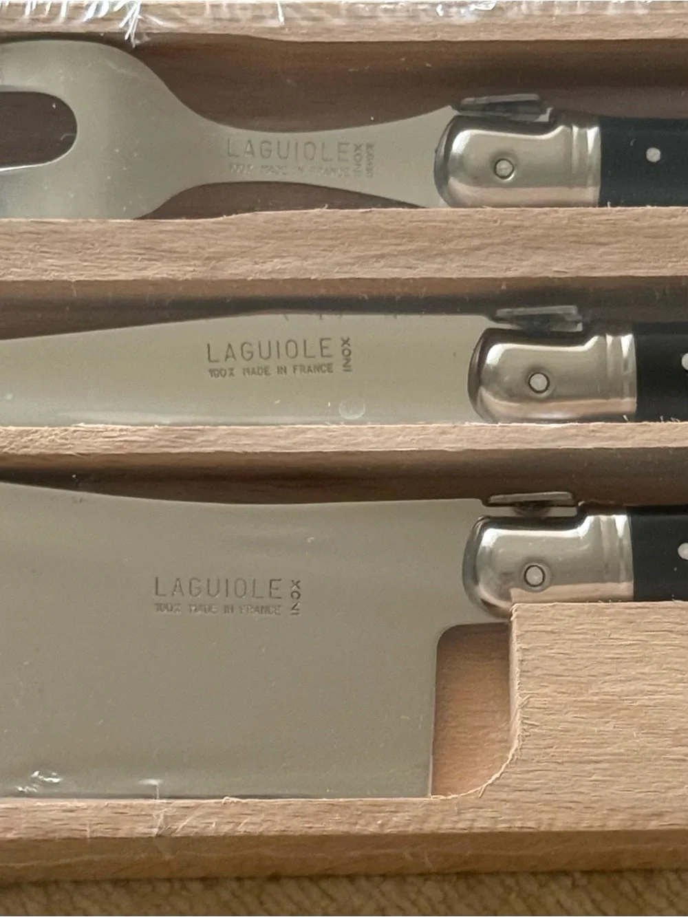 André Verdier Laguiole Debutant 3 Piece Cheese Set Black - BRAND NEW